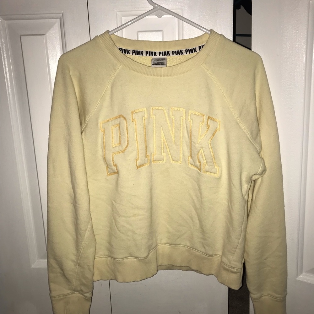 Yellow PINK crew neck hoodie